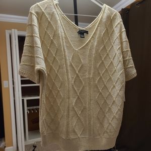 Cream knit sweater with gold detail